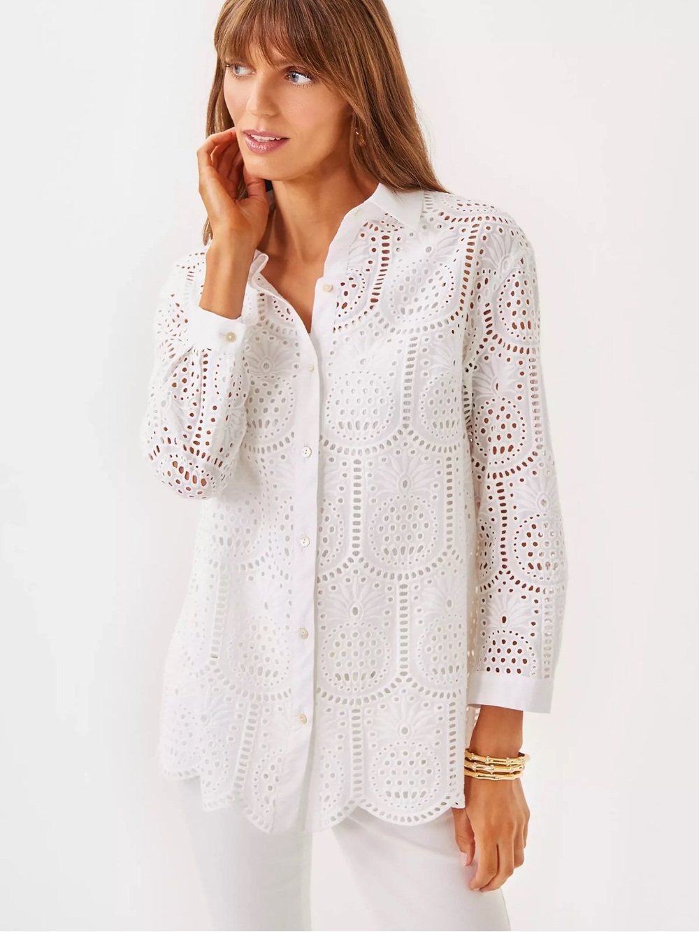 NWT Lilly Pulitzer Gracee Tunic in Resort White Pineapple Tile Eyelet, Small